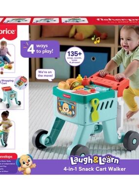 Fisher-Price Laugh & Learn 4-in-1 Snack Cart Walker - Teal/Red